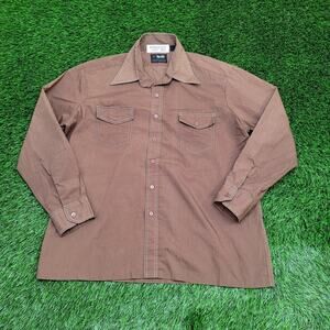Vintage 70s Van-Cort MOD Button Shirt XL 24x30 Brown